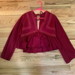 Red lace blouse